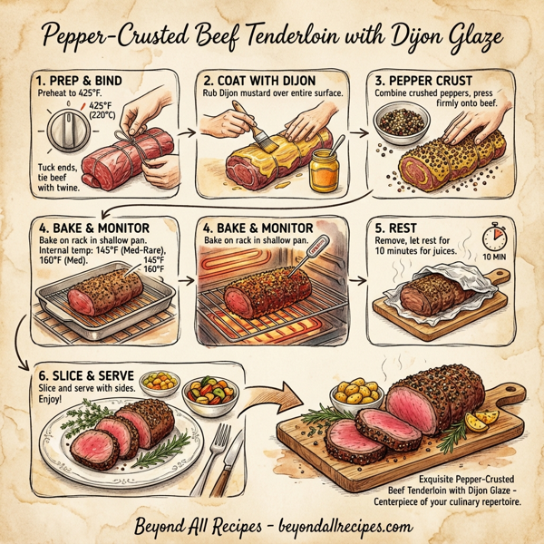 Pepper-Crusted Beef Tenderloin with Dijon Glaze instructions