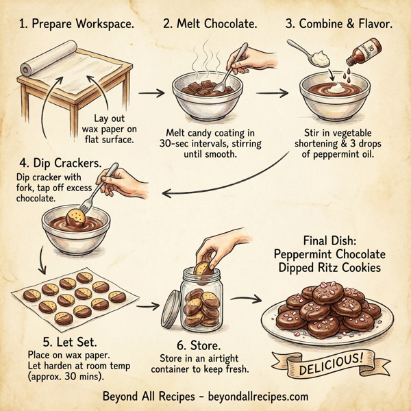 Peppermint Chocolate Dipped Ritz Cookies instructions