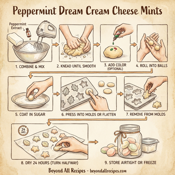 Peppermint Dream Cream Cheese Mints instructions