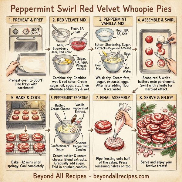 Peppermint Swirl Red Velvet Whoopie Pies instructions