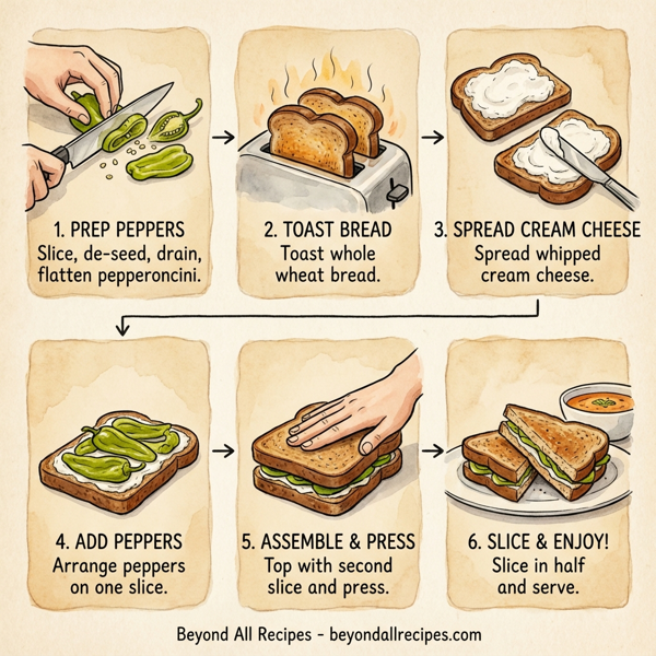 Pepperoncini Cream Cheese Delight Sandwich instructions