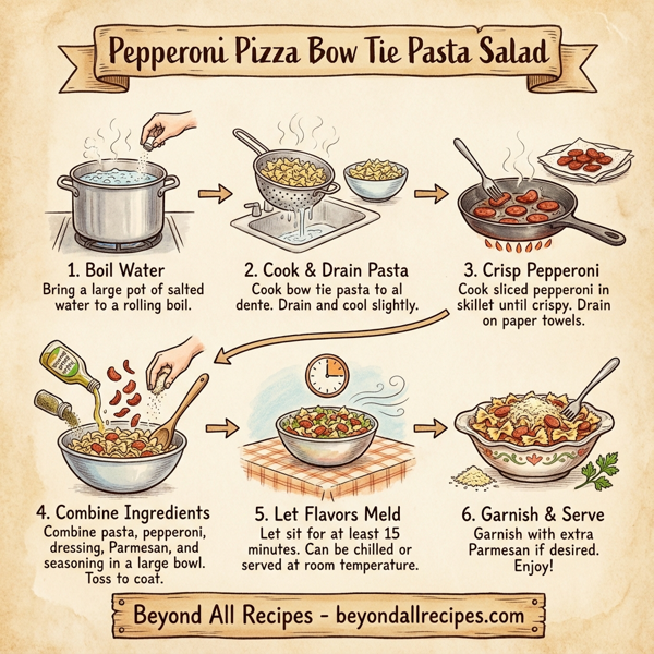 Pepperoni Pizza Bow Tie Pasta Salad instructions