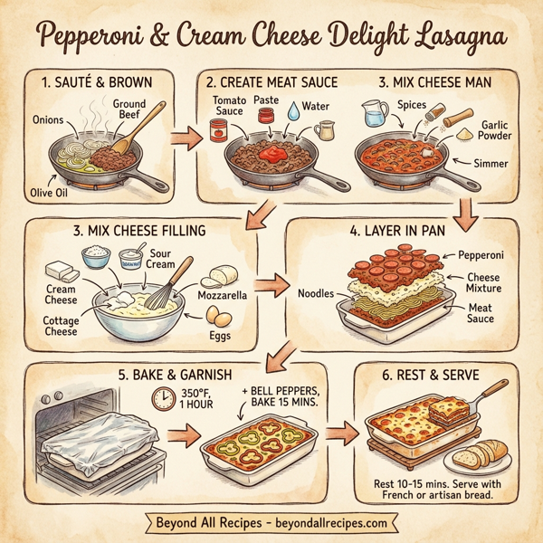 Pepperoni & Cream Cheese Delight Lasagna instructions