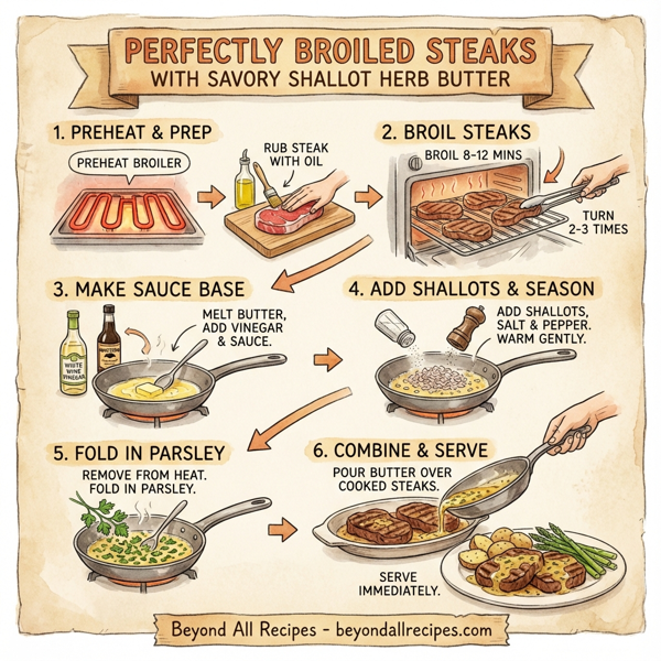 Perfectly Broiled Steaks with Savory Shallot Herb Butter instructions