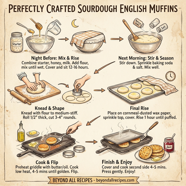 Perfectly Crafted Sourdough English Muffins instructions