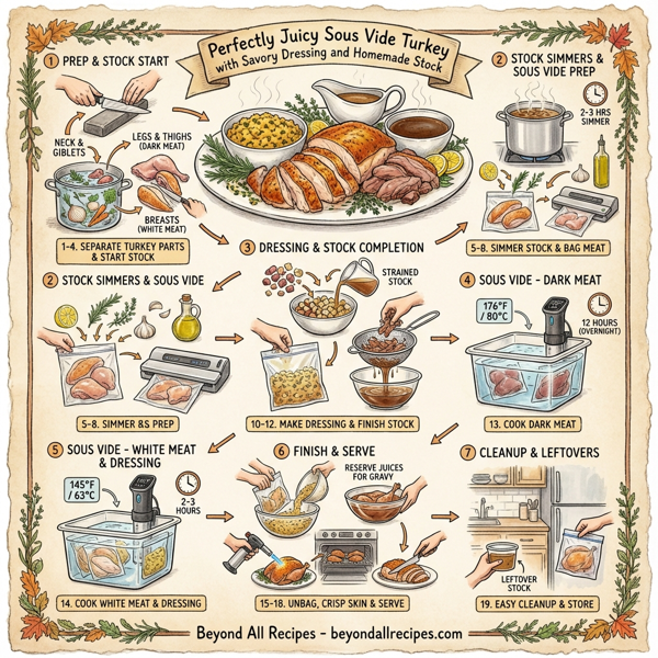 Perfectly Juicy Sous Vide Turkey with Savory Dressing and Homemade Stock instructions