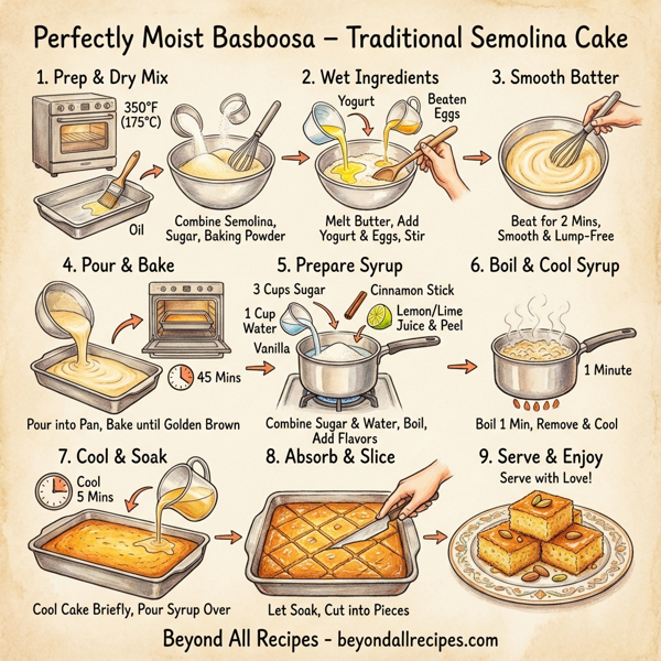 Perfectly Moist Basboosa – Traditional Semolina Cake instructions