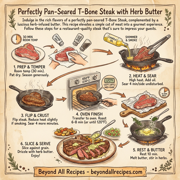 Perfectly Pan-Seared T-Bone Steak with Herb Butter instructions