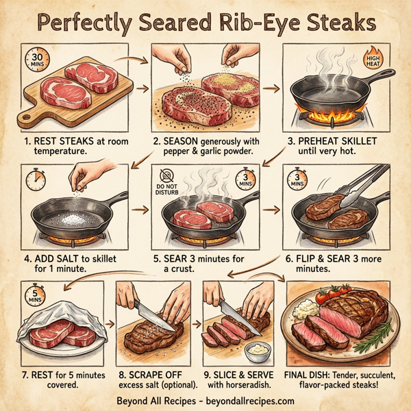 Perfectly Seared Rib-Eye Steaks instructions
