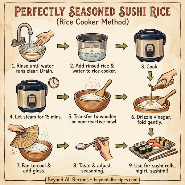 Perfectly Seasoned Sushi Rice (Rice Cooker Method) instructions