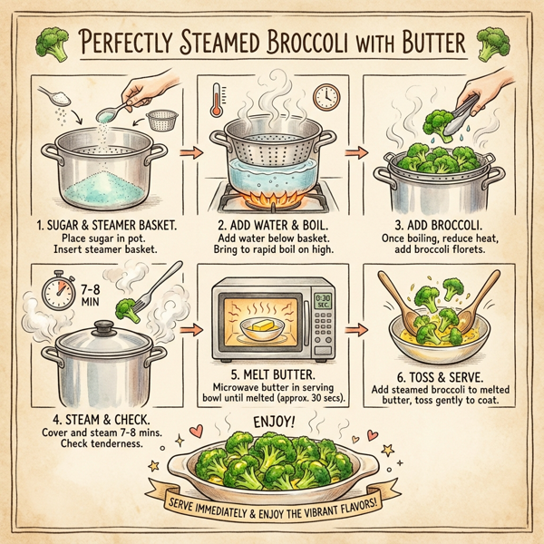 Perfectly Steamed Broccoli with Butter instructions
