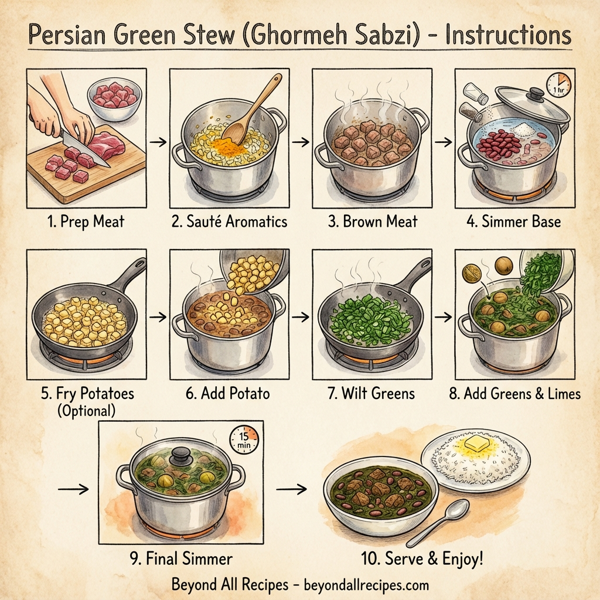 Persian Green Stew (Ghormeh Sabzi) instructions