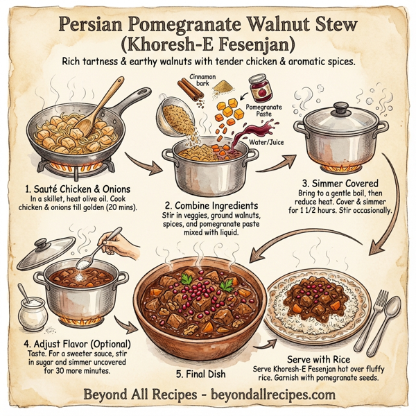 Persian Pomegranate Walnut Stew with Chicken instructions