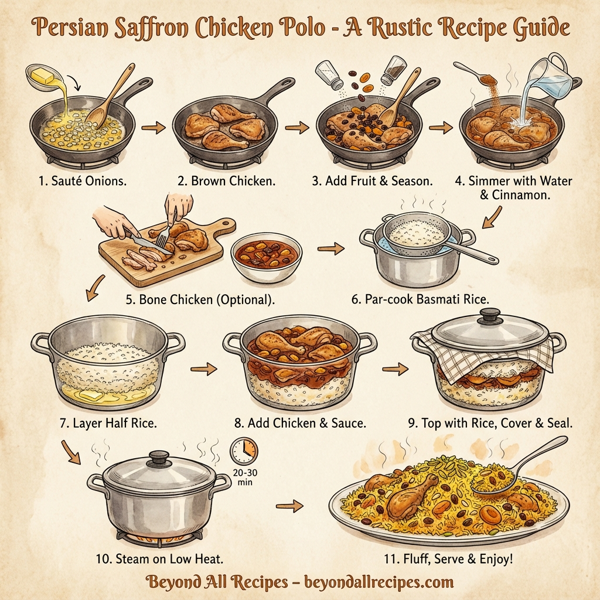 Persian Saffron Chicken Polo instructions