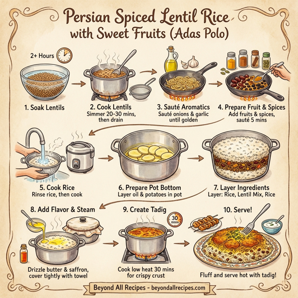 Persian Spiced Lentil Rice with Sweet Fruits instructions