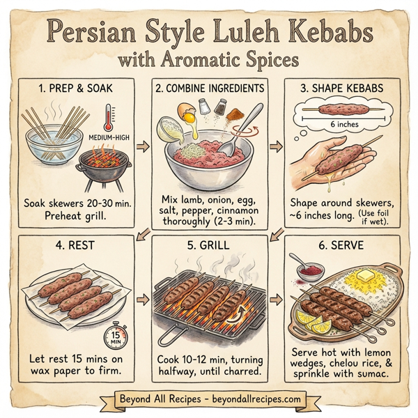 Persian Style Luleh Kebabs with Aromatic Spices instructions