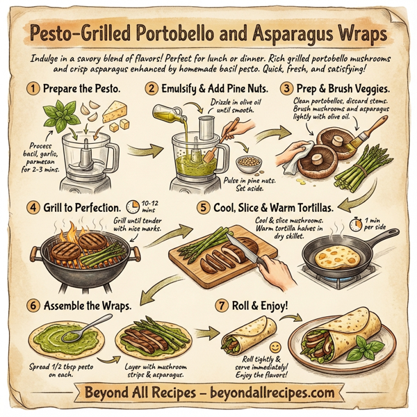 Pesto-Grilled Portobello and Asparagus Wraps instructions