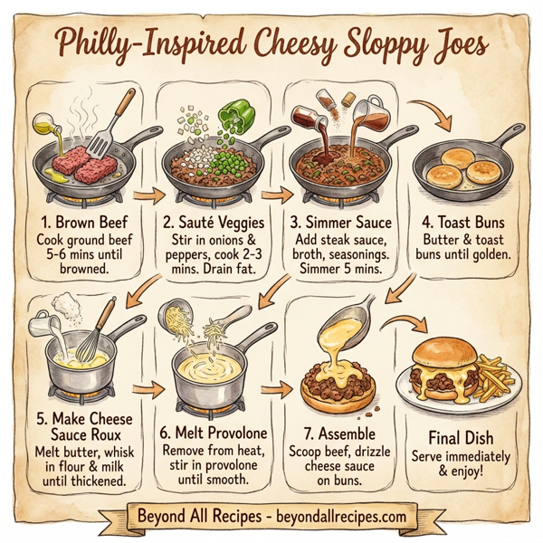 Philly-Inspired Cheesy Sloppy Joes instructions