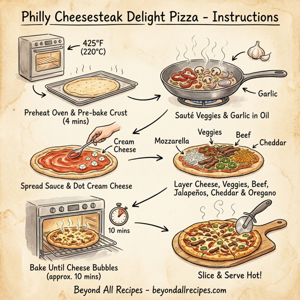 Philly Cheesesteak Delight Pizza instructions