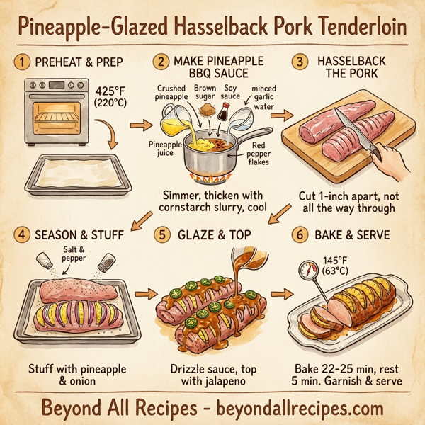 Pineapple-Glazed Hasselback Pork Tenderloin instructions