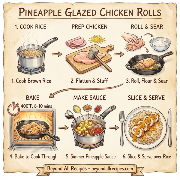 Pineapple Glazed Chicken Rolls instructions