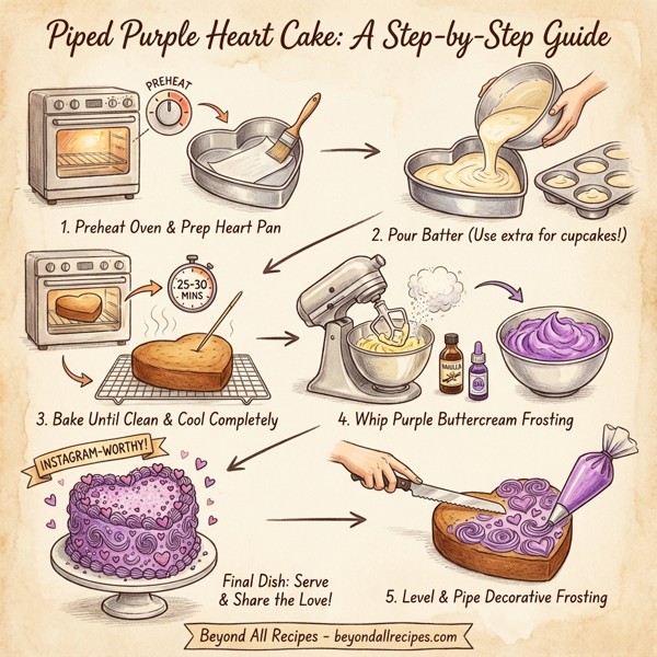 Piped Purple Heart Cake instructions