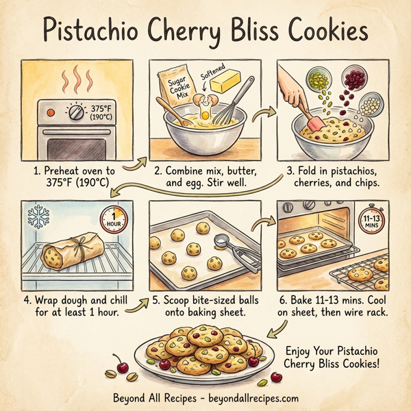 Pistachio Cherry Bliss Cookies instructions