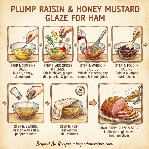 Plump Raisin and Honey Mustard Glaze for Ham instructions