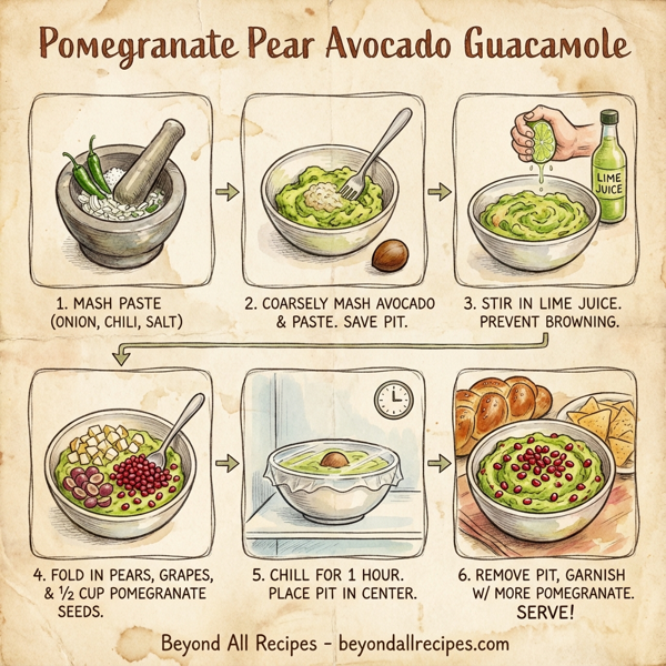 Pomegranate Pear Avocado Guacamole instructions