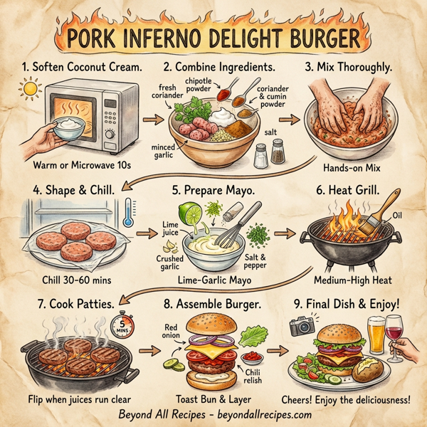 Pork Inferno Delight Burger instructions