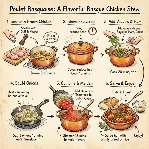 Poulet Basquaise: A Flavorful Basque Chicken Stew instructions