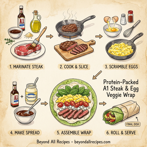 Protein-Packed A1 Steak & Egg Veggie Wrap instructions