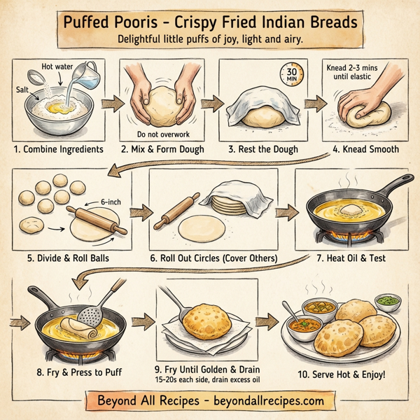 Puffed Pooris - Crispy Fried Indian Breads instructions