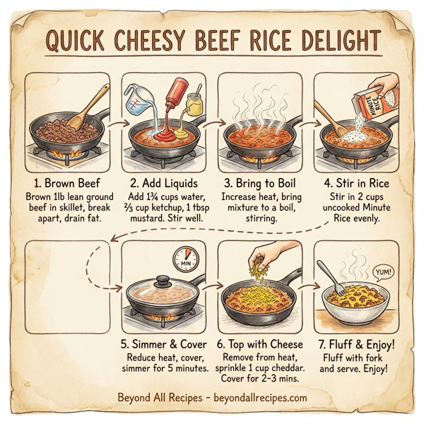 Quick Cheesy Beef Rice Delight instructions