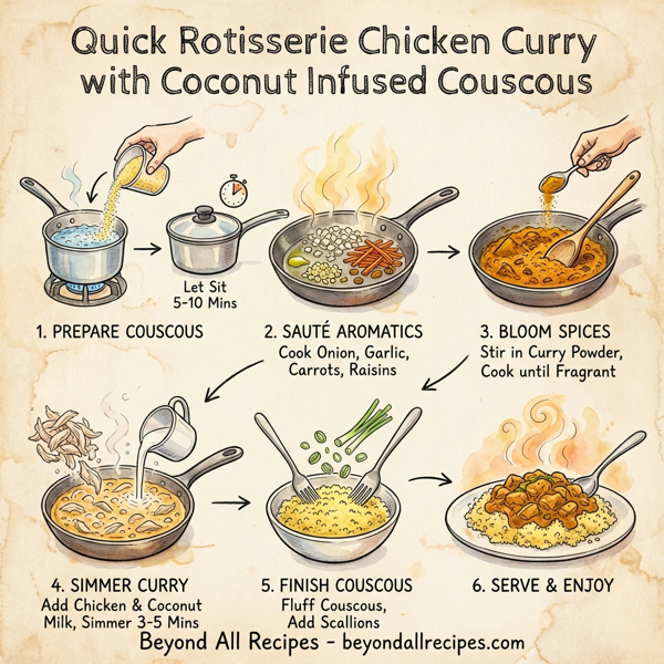 Quick Rotisserie Chicken Curry with Coconut Infused Couscous instructions