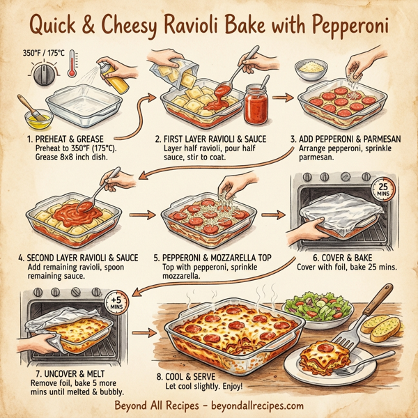 Quick & Cheesy Ravioli Bake with Pepperoni instructions