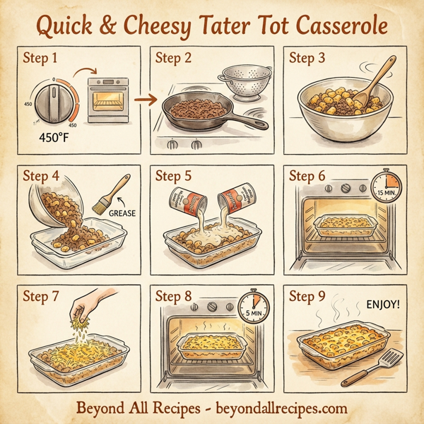 Quick & Cheesy Tater Tot Casserole instructions