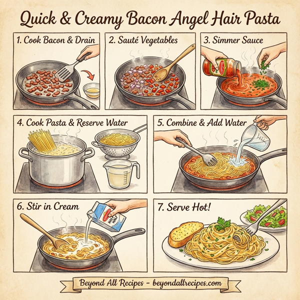 Quick & Creamy Bacon Angel Hair Pasta instructions