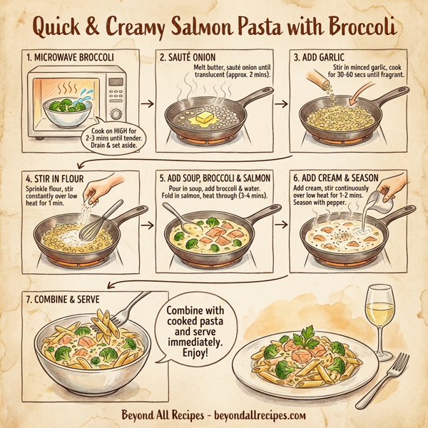 Quick & Creamy Salmon Pasta with Broccoli instructions