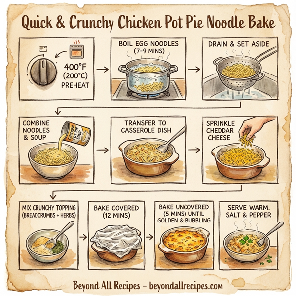 Quick & Crunchy Chicken Pot Pie Noodle Bake instructions