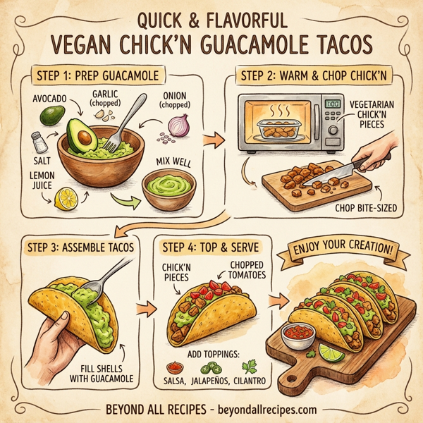 Quick & Flavorful Vegan Chick'n Guacamole Tacos instructions