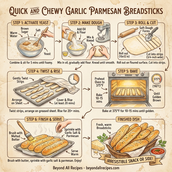 Quick and Chewy Garlic Parmesan Breadsticks instructions