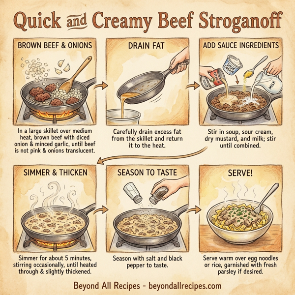 Quick and Creamy Beef Stroganoff instructions
