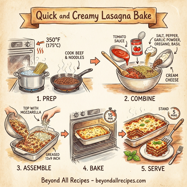 Quick and Creamy Lasagna Bake instructions