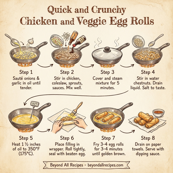 Quick and Crunchy Chicken and Veggie Egg Rolls instructions