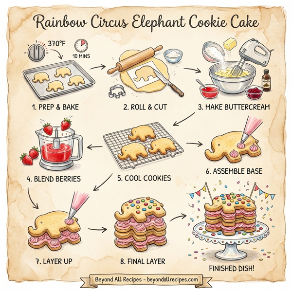Rainbow Circus Elephant Cookie Cake instructions
