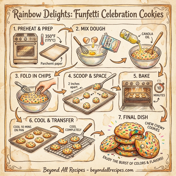 Rainbow Delights: Funfetti Celebration Cookies instructions
