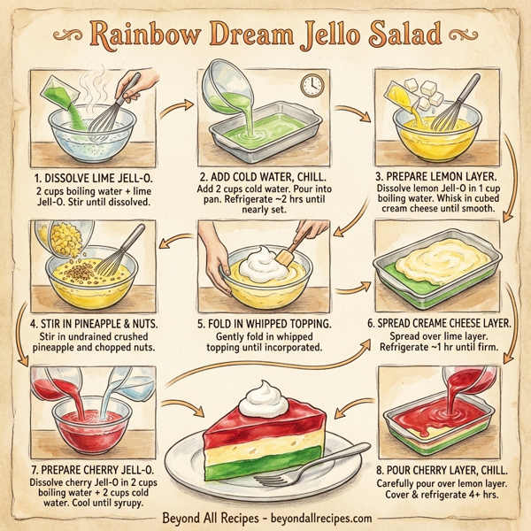 Rainbow Dream Jello Salad instructions