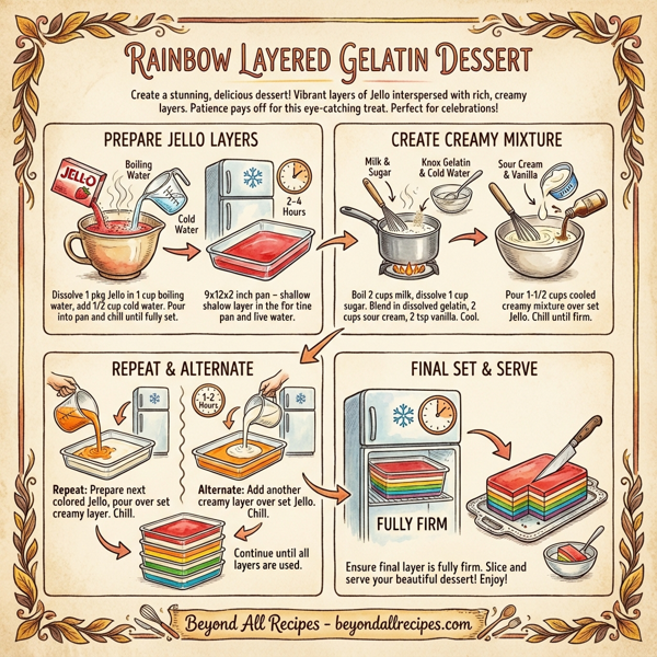 Rainbow Layered Gelatin Dessert instructions