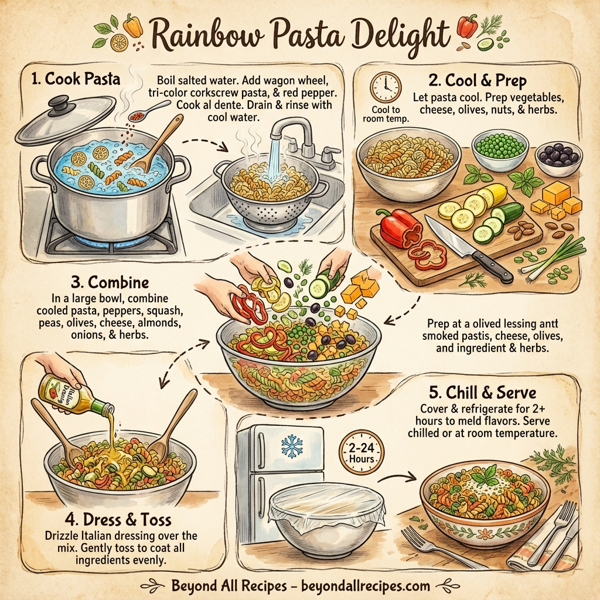 Rainbow Pasta Delight instructions